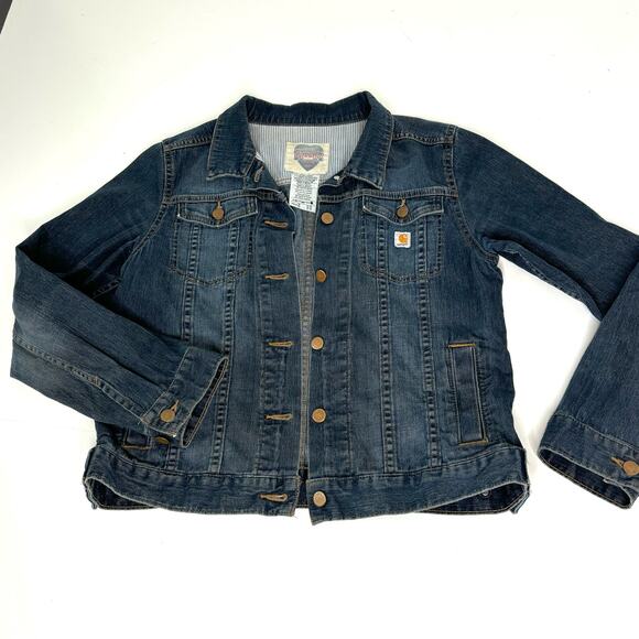Carhartt Women’s Jean Denim Trucker Jacket Button Up M - Picture 1 of 8